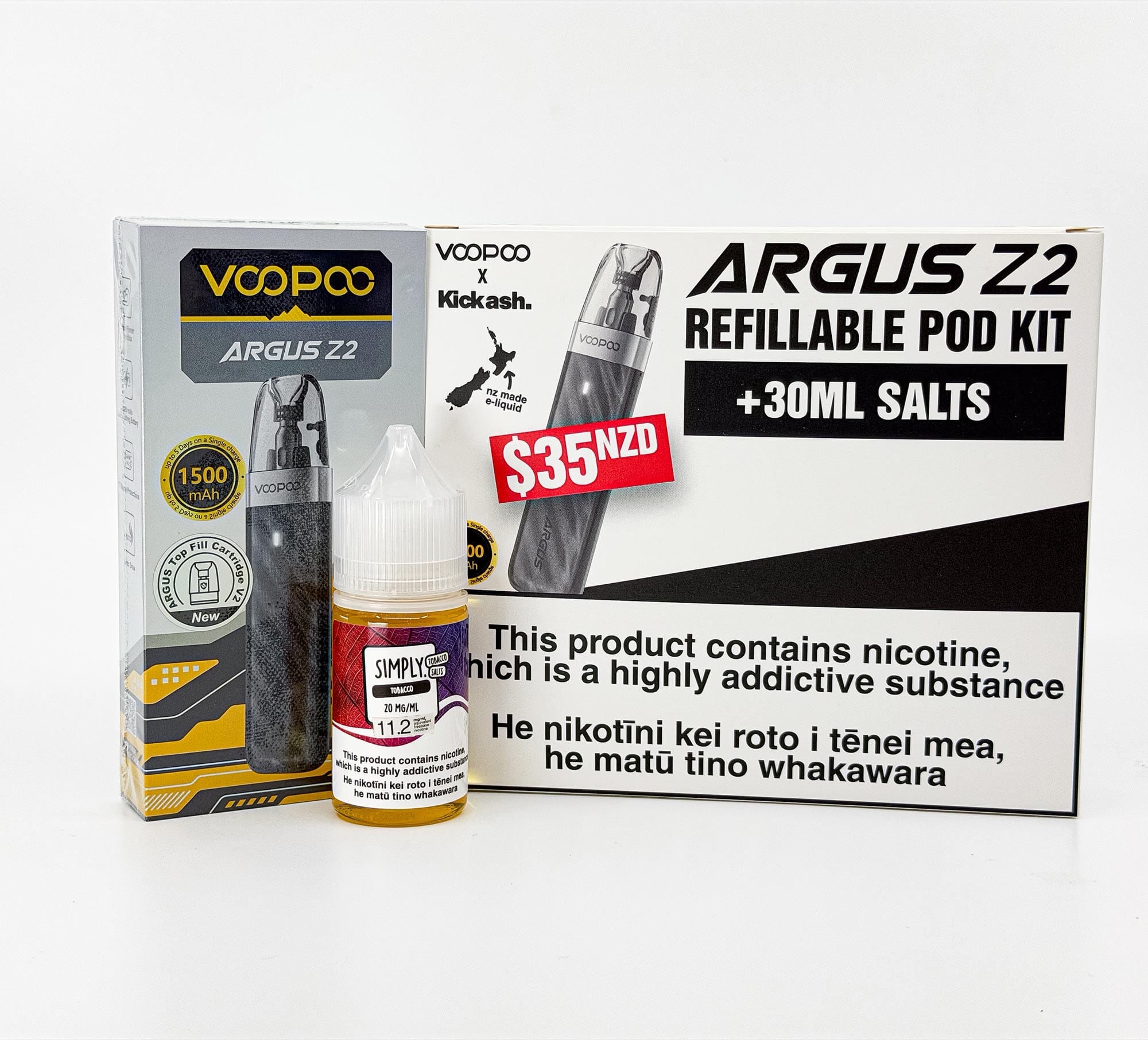 Argus Z2 Refillable Pod Kit - Simply Tobacco Salts - Vapoureyes