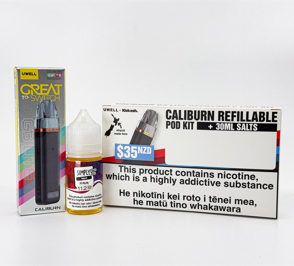 Caliburn G3 Lite Refillable Pod Kit - Simply Tobacco Salts - Vapoureyes