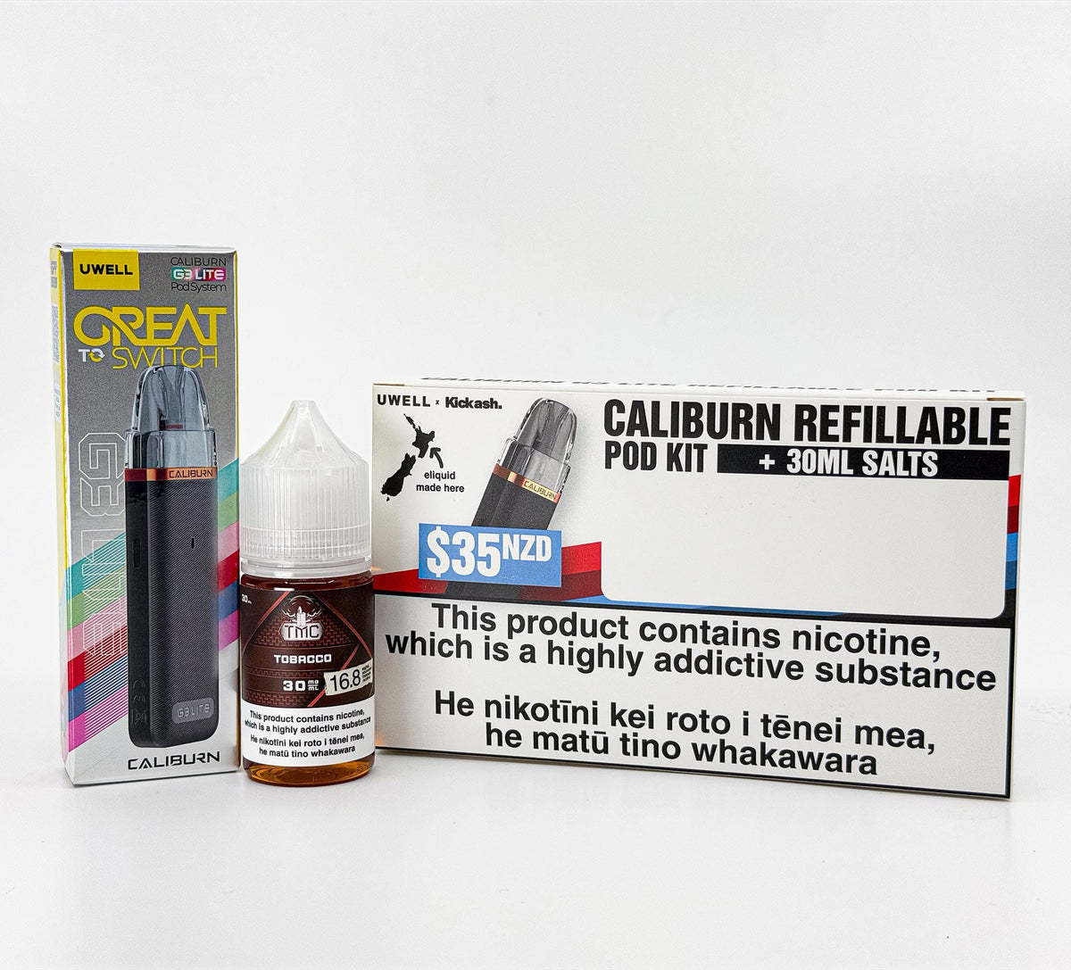 Caliburn G3 Lite Refillable Pod Kit - The Mushroom Cloud Salts - Tobacco - Vapoureyes