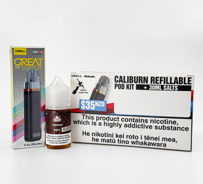 Caliburn G3 Lite Refillable Pod Kit - The Mushroom Cloud Salts - Tobacco