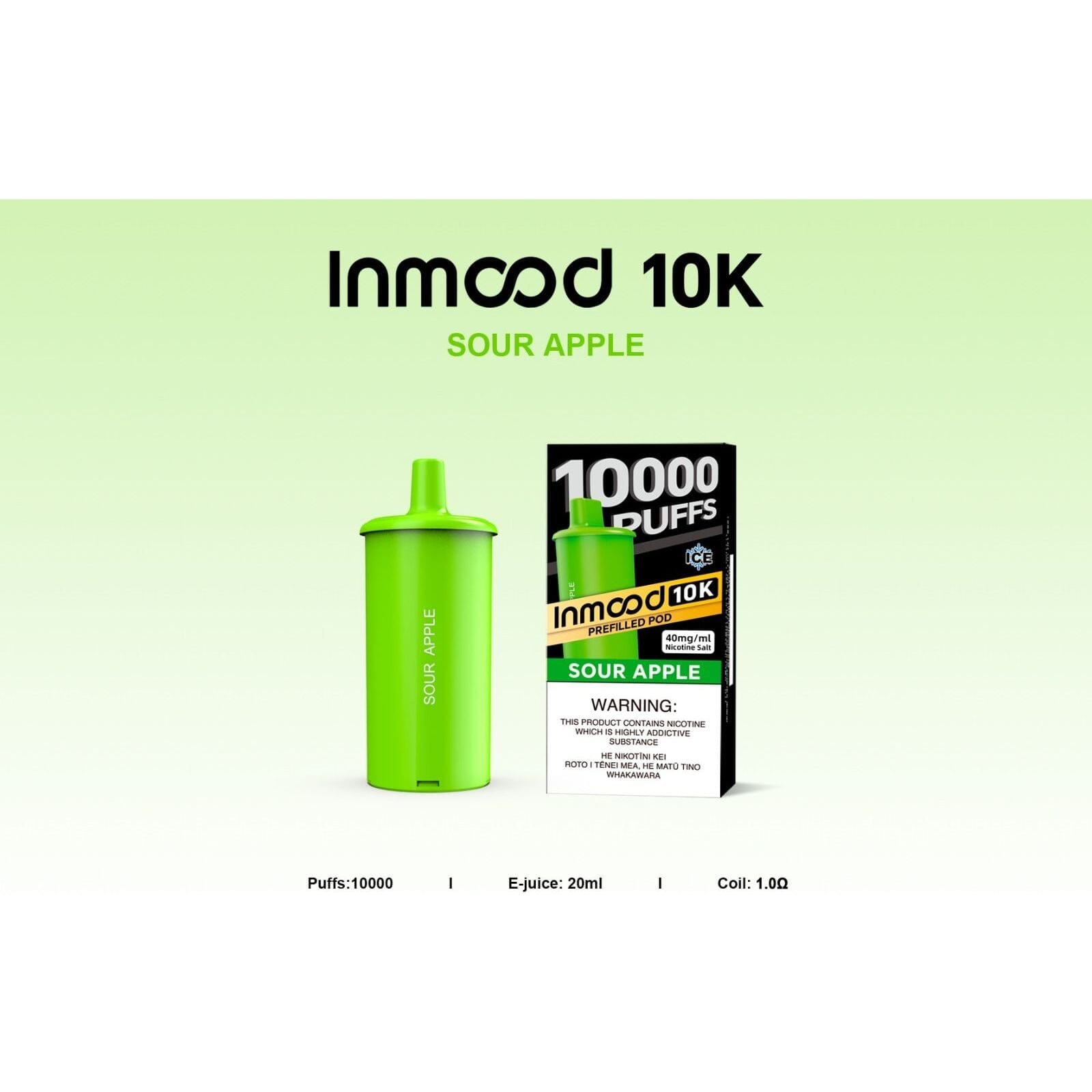 Inmood 10K Prefilled Pod - Sour Apple - Vapoureyes