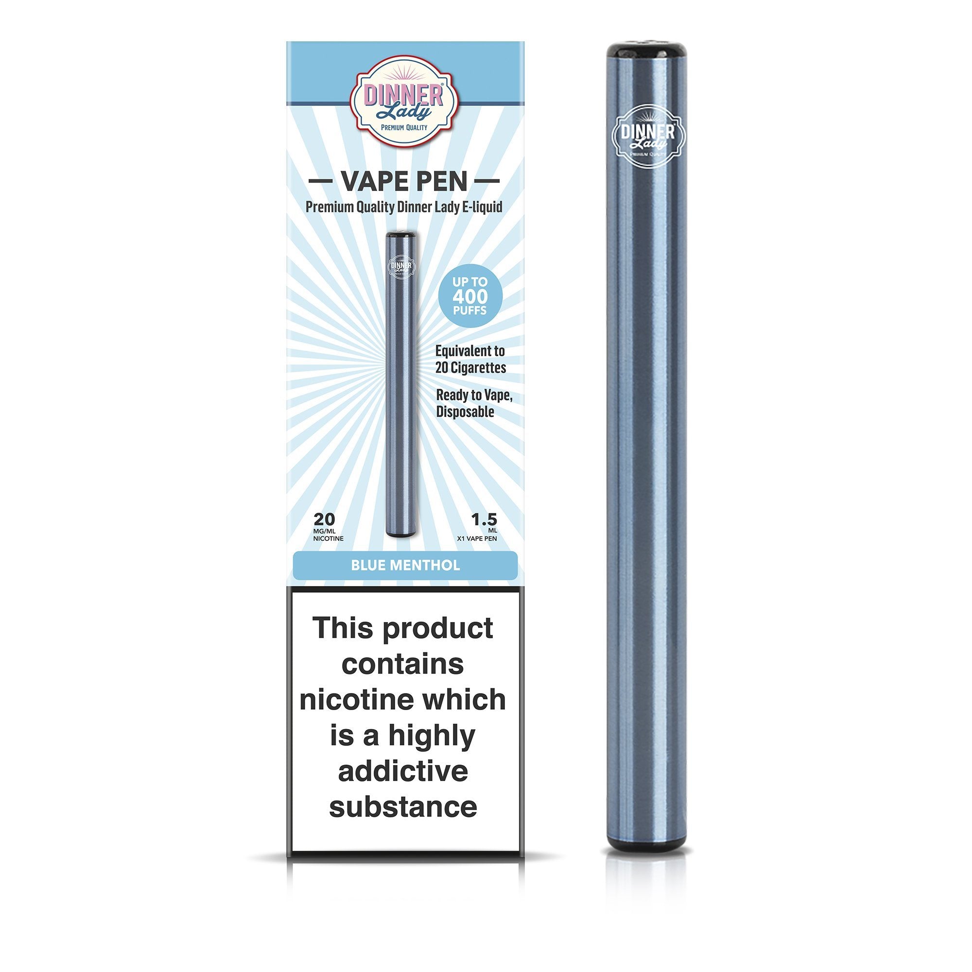 Dinner Lady Disposable Vape Pen - Blue Menthol - Vapoureyes